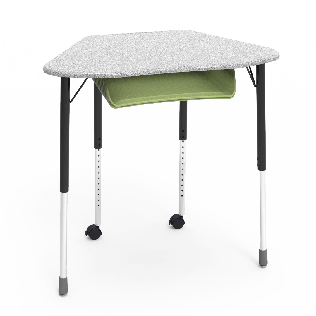 Virco ZUMA Series Hexagon Desk with Book Box Include Casters 33"W x 21"D x 22"-34"H (DESK-ZHEXBOXMC2)