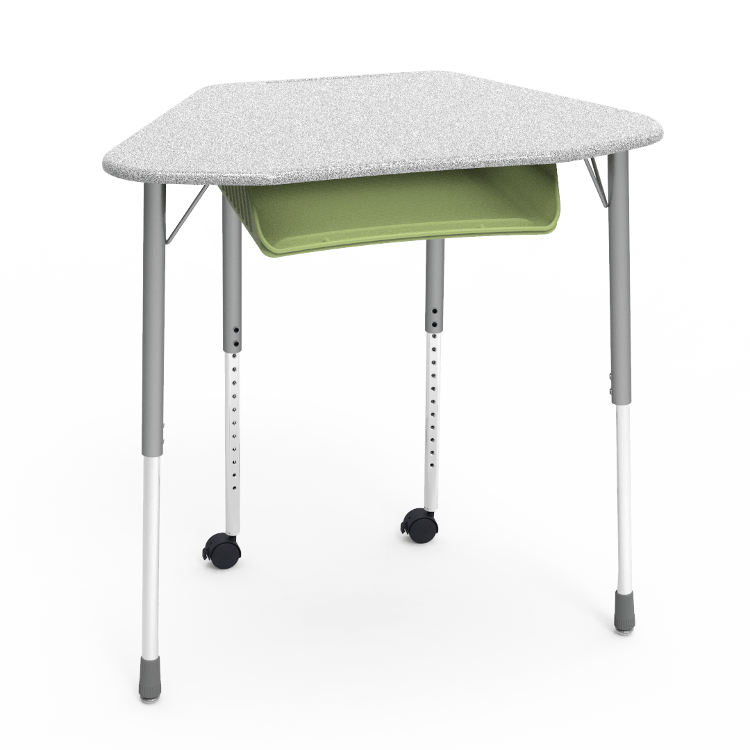 Virco ZUMA Series Hexagon Desk with Book Box Include Casters 33"W x 21"D x 22"-34"H (DESK-ZHEXBOXMC2)