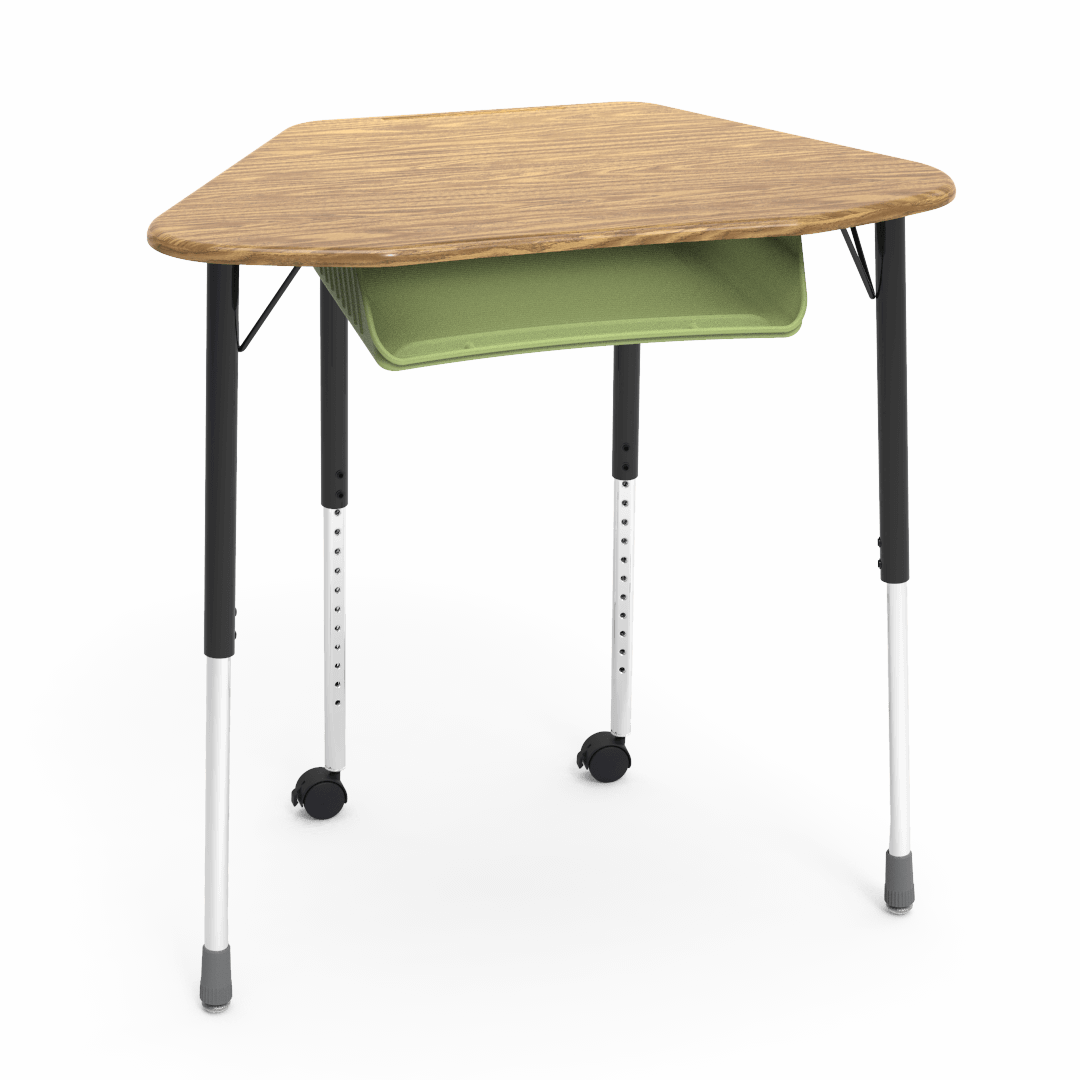 Virco ZUMA Series Hexagon Desk with Book Box Include Casters 33"W x 21"D x 22"-34"H (DESK-ZHEXBOXMC2)