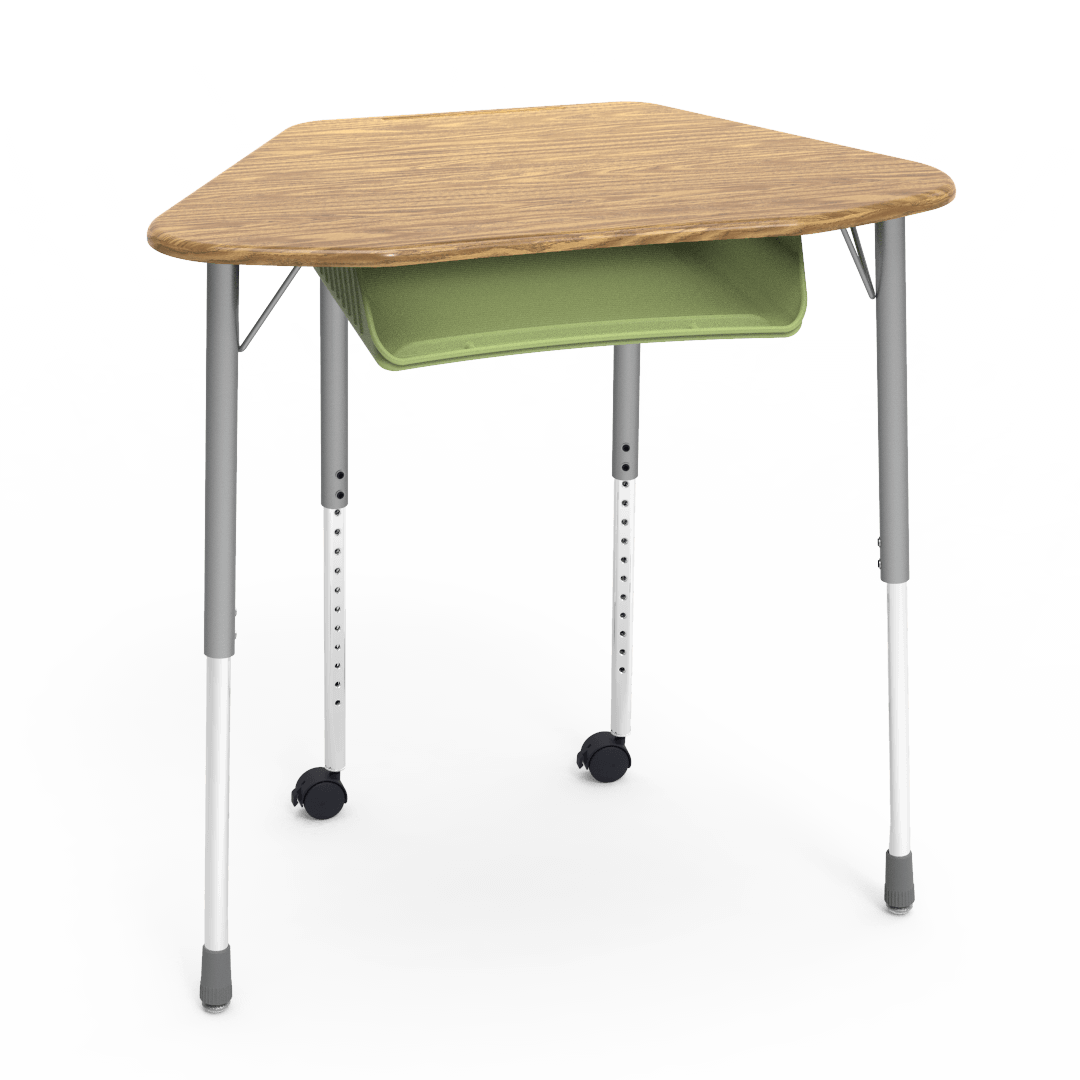 Virco ZUMA Series Hexagon Desk with Book Box Include Casters 33"W x 21"D x 22"-34"H (DESK-ZHEXBOXMC2)