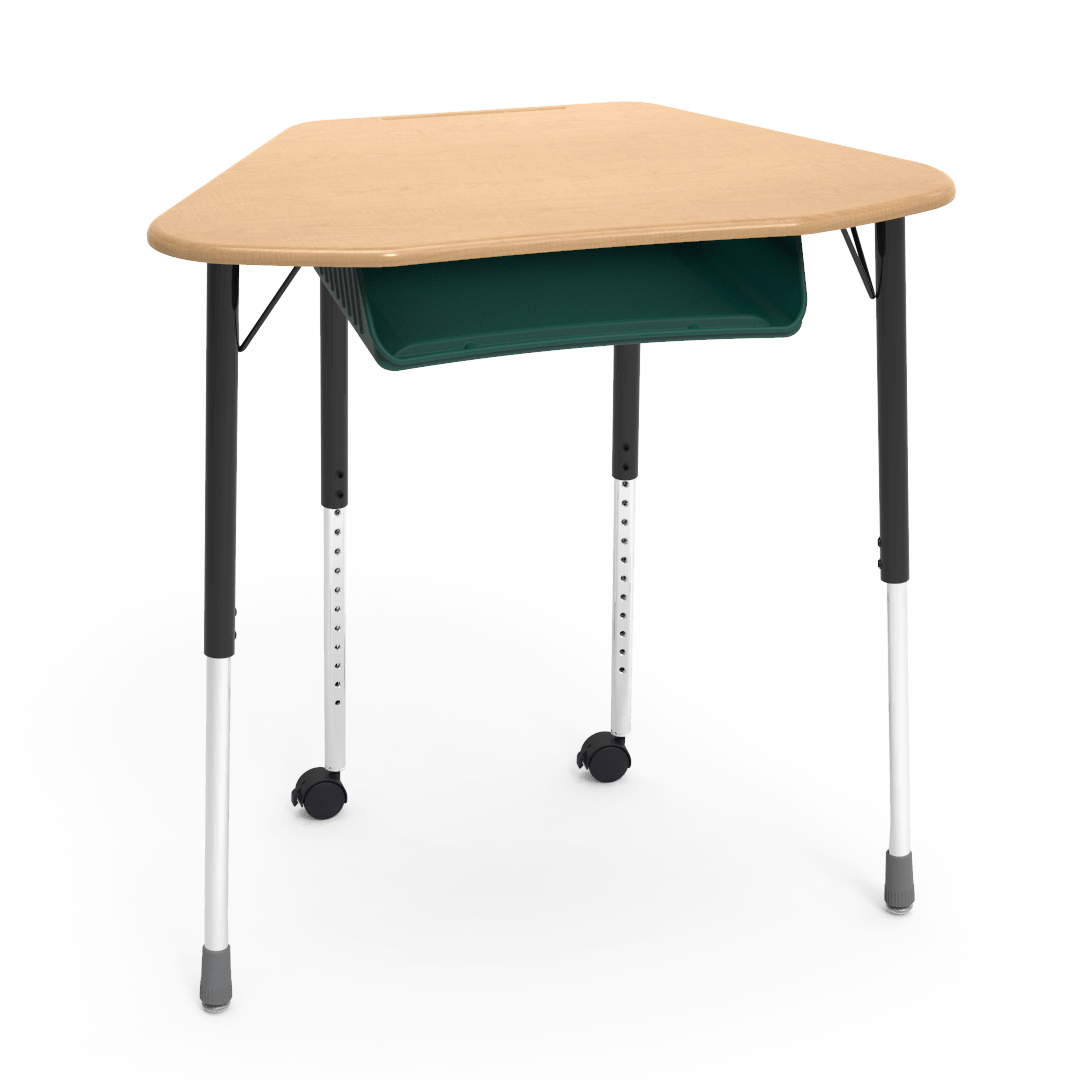 Virco ZUMA Series Hexagon Desk with Book Box Include Casters 33"W x 21"D x 22"-34"H (DESK-ZHEXBOXMC2)