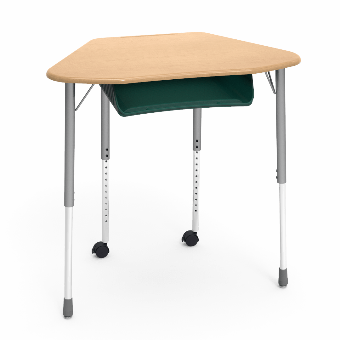 Virco ZUMA Series Hexagon Desk with Book Box Include Casters 33"W x 21"D x 22"-34"H (DESK-ZHEXBOXMC2)