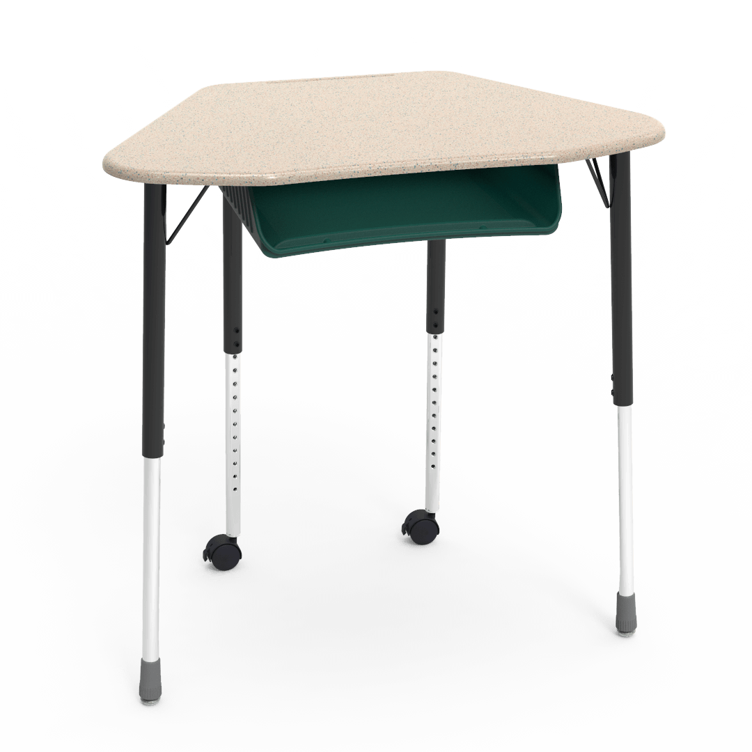 Virco ZUMA Series Hexagon Desk with Book Box Include Casters 33"W x 21"D x 22"-34"H (DESK-ZHEXBOXMC2)