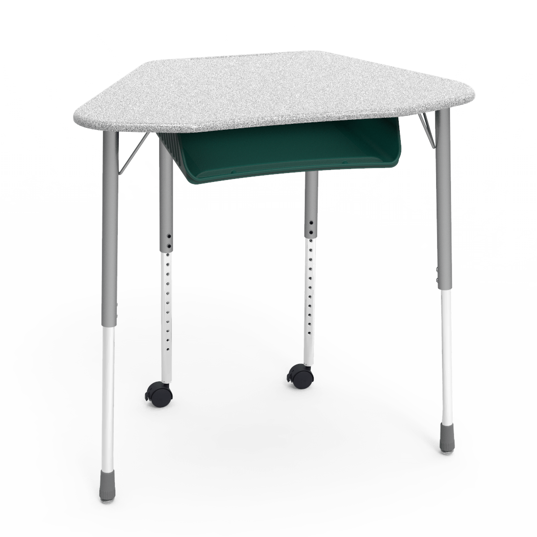 Virco ZUMA Series Hexagon Desk with Book Box Include Casters 33"W x 21"D x 22"-34"H (DESK-ZHEXBOXMC2)