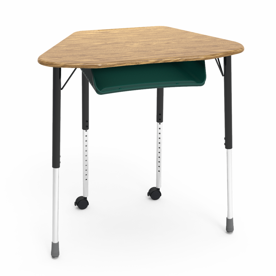 Virco ZUMA Series Hexagon Desk with Book Box Include Casters 33"W x 21"D x 22"-34"H (DESK-ZHEXBOXMC2)