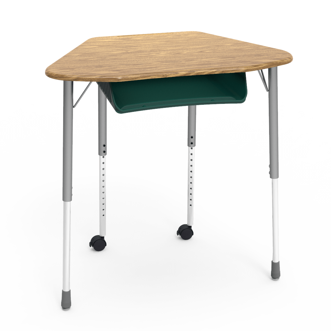 Virco ZUMA Series Hexagon Desk with Book Box Include Casters 33"W x 21"D x 22"-34"H (DESK-ZHEXBOXMC2)