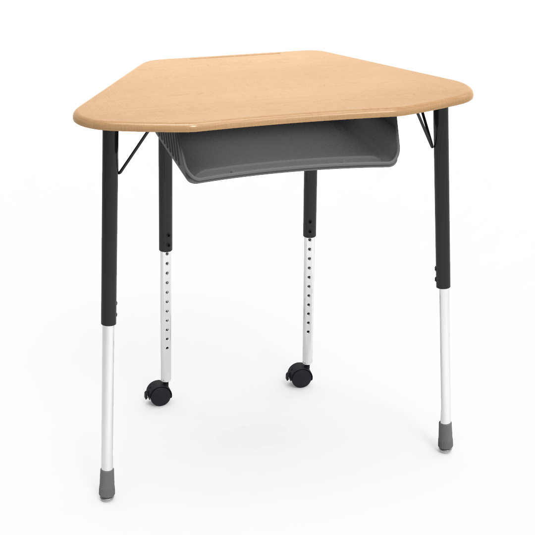 Virco ZUMA Series Hexagon Desk with Book Box Include Casters 33"W x 21"D x 22"-34"H (DESK-ZHEXBOXMC2)