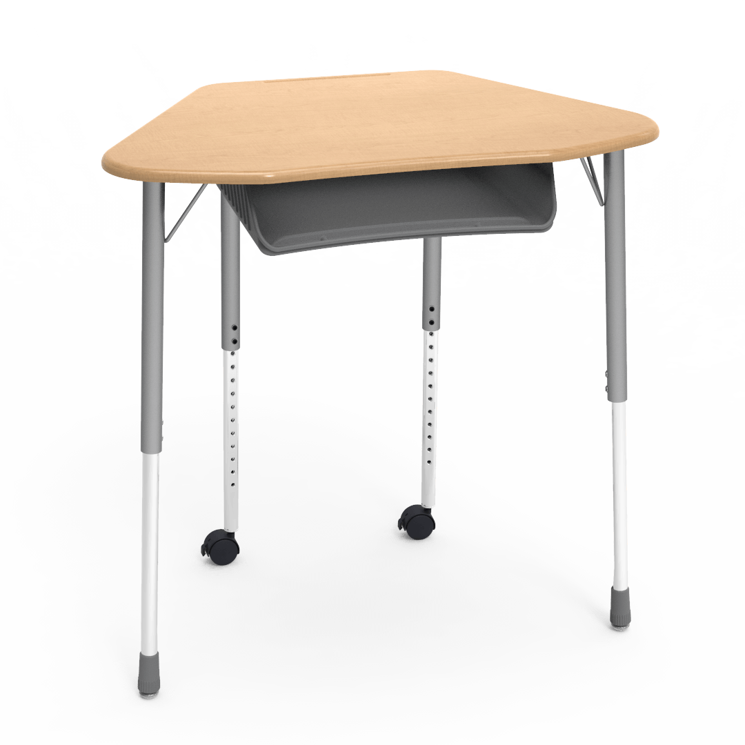 Virco ZUMA Series Hexagon Desk with Book Box Include Casters 33"W x 21"D x 22"-34"H (DESK-ZHEXBOXMC2)