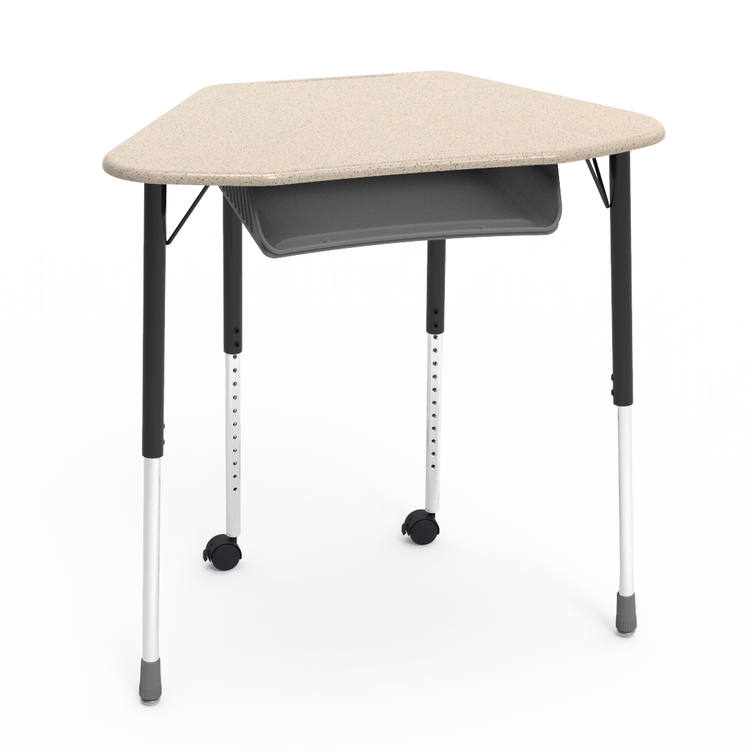 Virco ZUMA Series Hexagon Desk with Book Box Include Casters 33"W x 21"D x 22"-34"H (DESK-ZHEXBOXMC2)