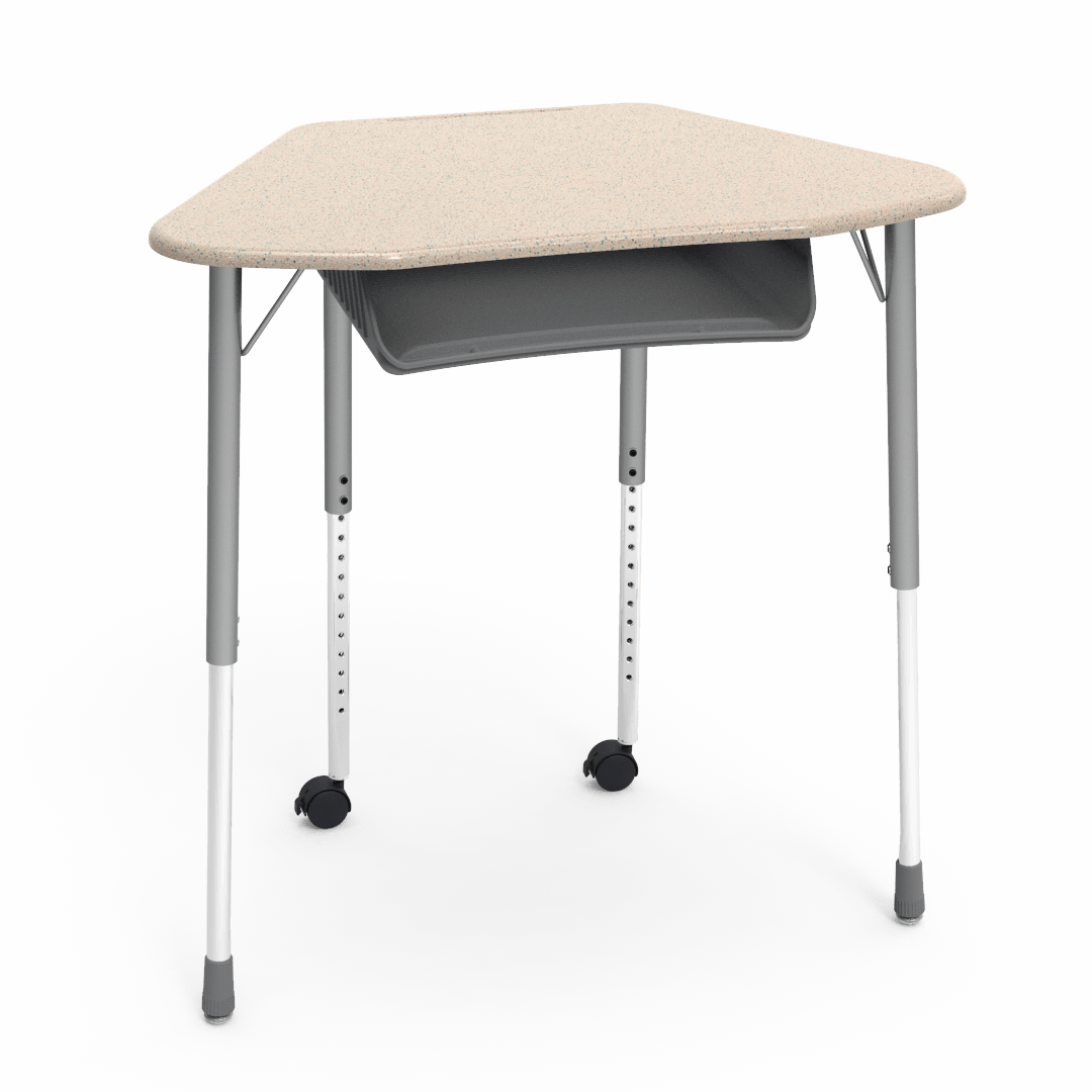 Virco ZUMA Series Hexagon Desk with Book Box Include Casters 33"W x 21"D x 22"-34"H (DESK-ZHEXBOXMC2)