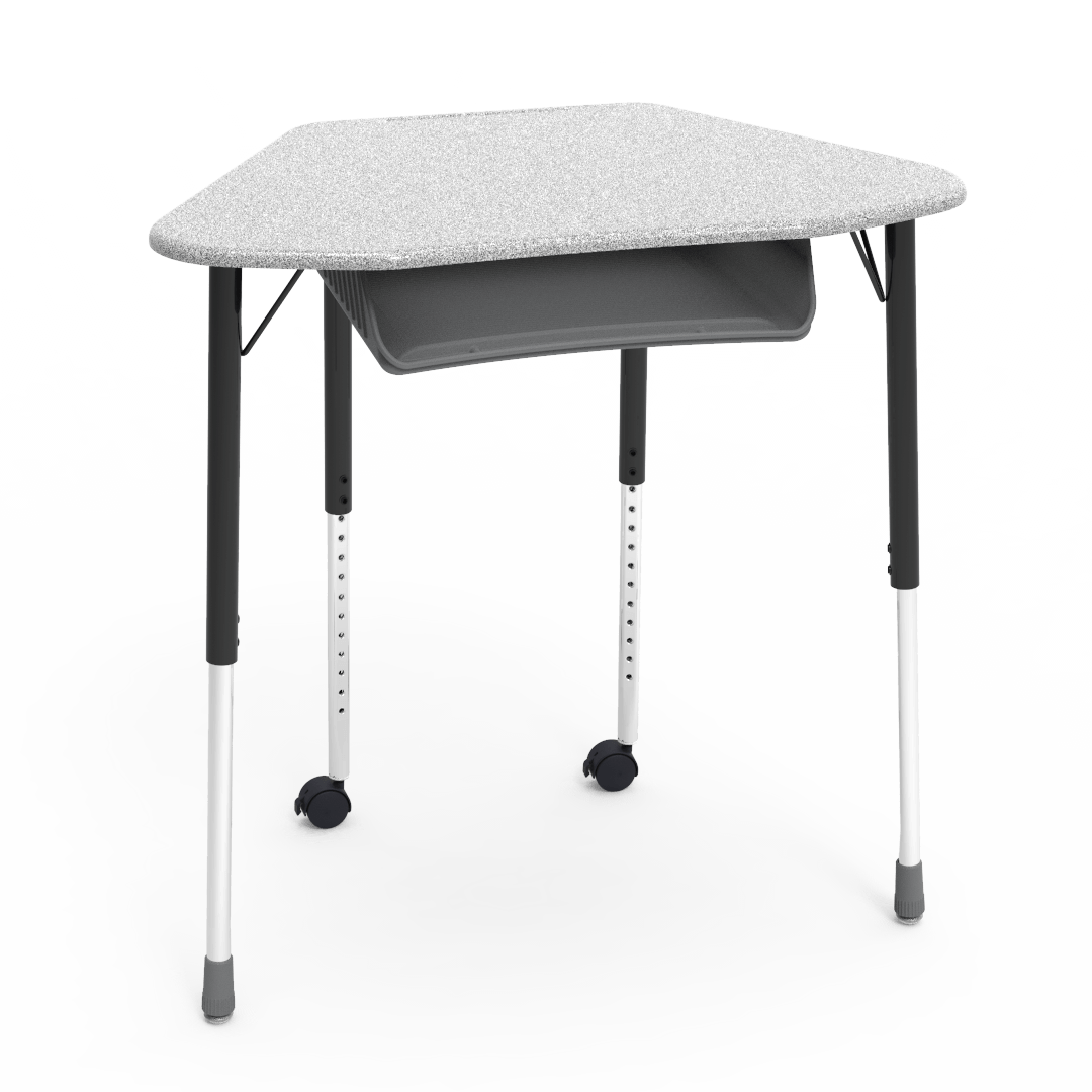 Virco ZUMA Series Hexagon Desk with Book Box Include Casters 33"W x 21"D x 22"-34"H (DESK-ZHEXBOXMC2)