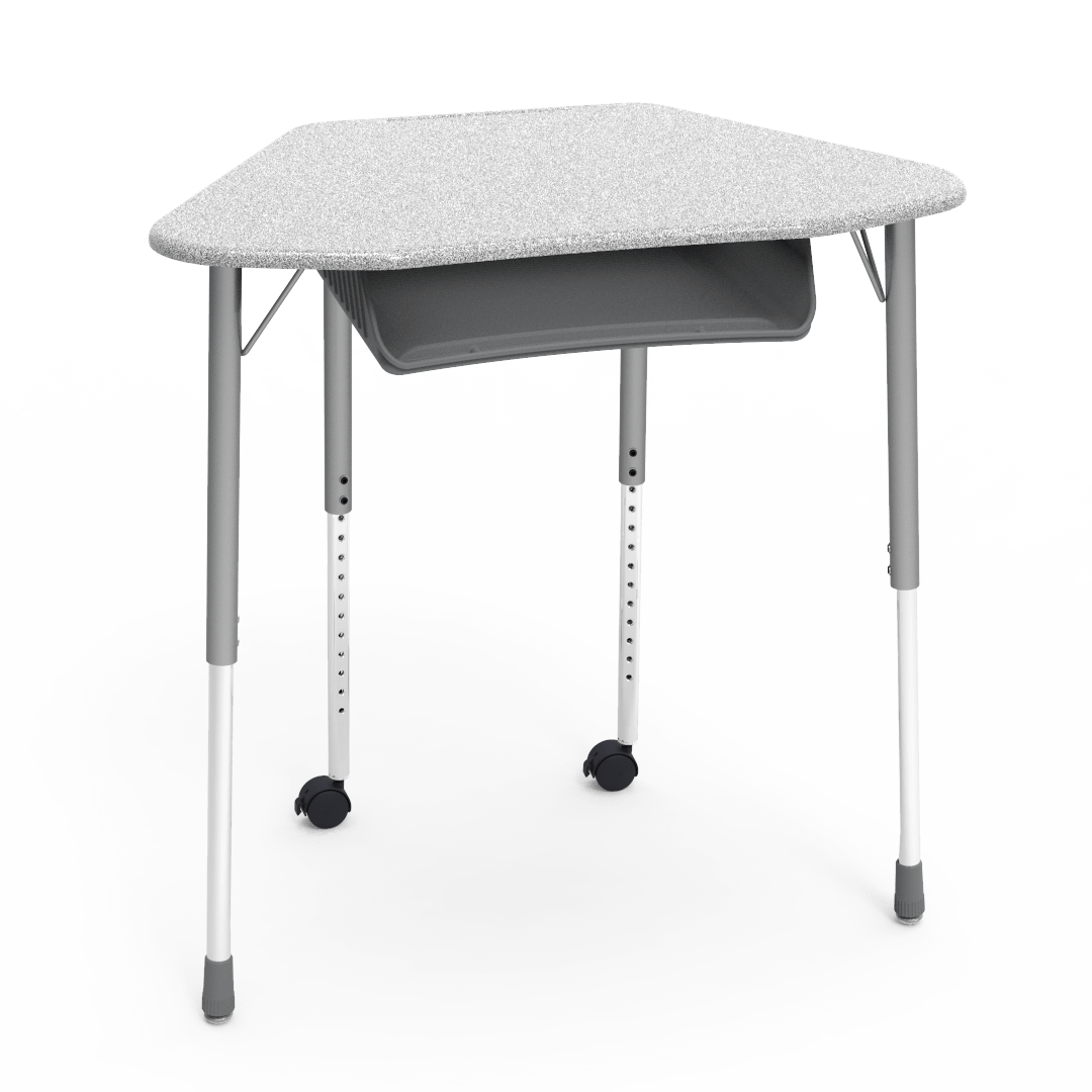 Virco ZUMA Series Hexagon Desk with Book Box Include Casters 33"W x 21"D x 22"-34"H (DESK-ZHEXBOXMC2)