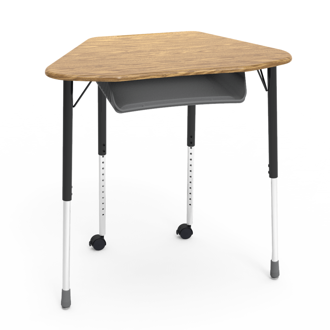 Virco ZUMA Series Hexagon Desk with Book Box Include Casters 33"W x 21"D x 22"-34"H (DESK-ZHEXBOXMC2)