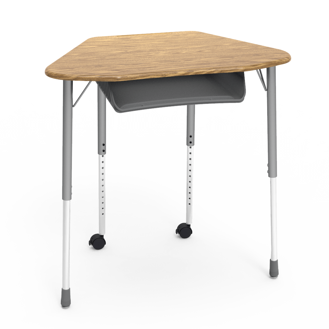 Virco ZUMA Series Hexagon Desk with Book Box Include Casters 33"W x 21"D x 22"-34"H (DESK-ZHEXBOXMC2)
