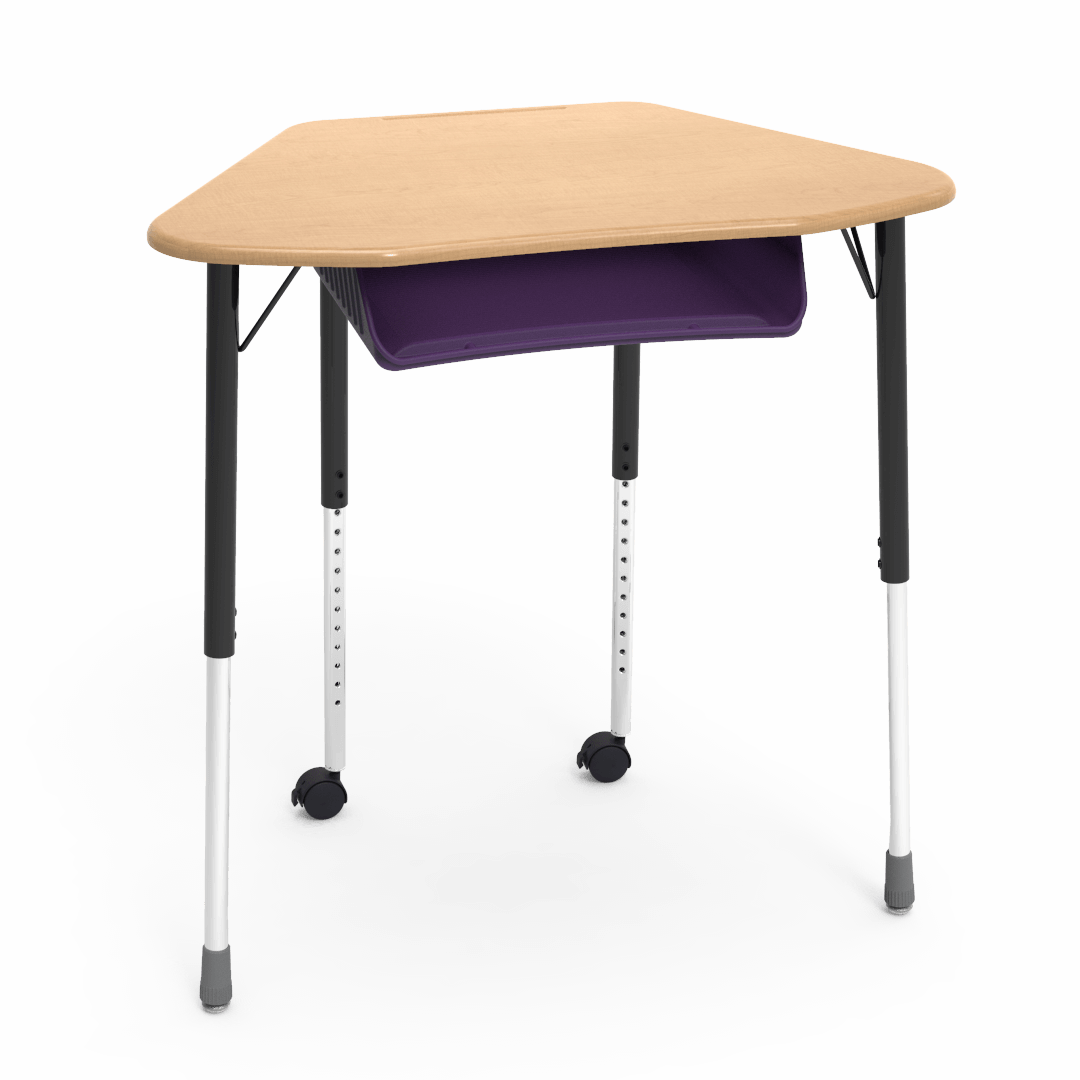 Virco ZUMA Series Hexagon Desk with Book Box Include Casters 33"W x 21"D x 22"-34"H (DESK-ZHEXBOXMC2)