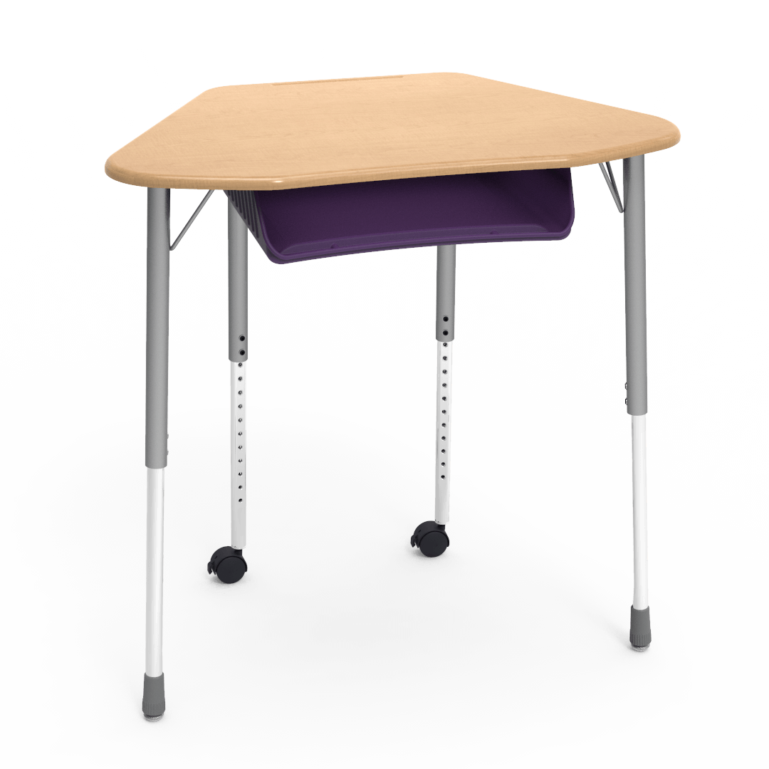 Virco ZUMA Series Hexagon Desk with Book Box Include Casters 33"W x 21"D x 22"-34"H (DESK-ZHEXBOXMC2)