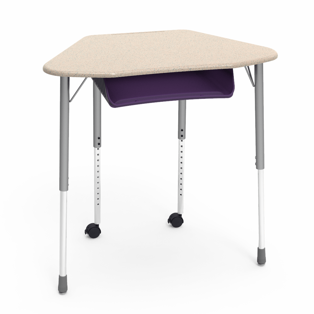 Virco ZUMA Series Hexagon Desk with Book Box Include Casters 33"W x 21"D x 22"-34"H (DESK-ZHEXBOXMC2)