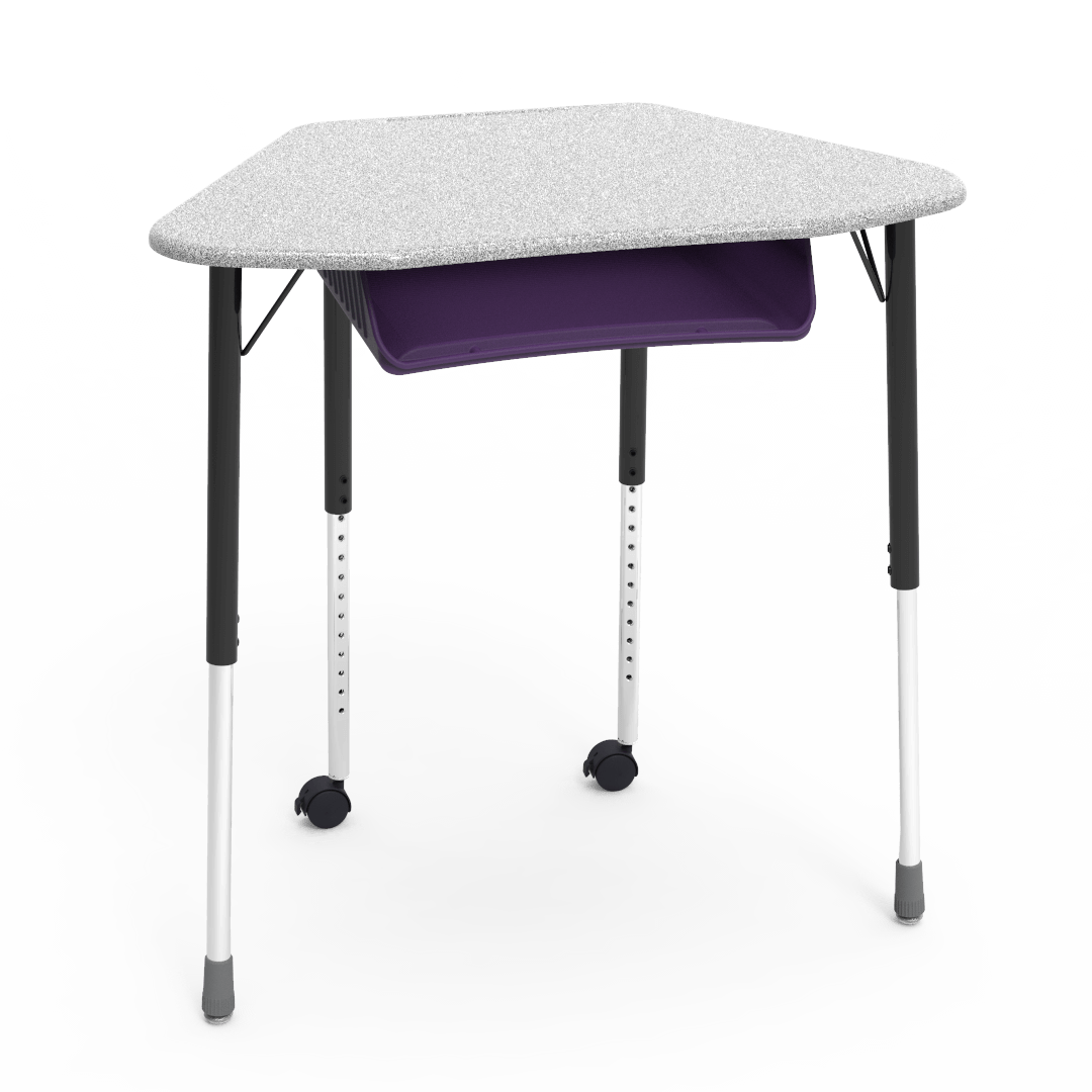 Virco ZUMA Series Hexagon Desk with Book Box Include Casters 33"W x 21"D x 22"-34"H (DESK-ZHEXBOXMC2)