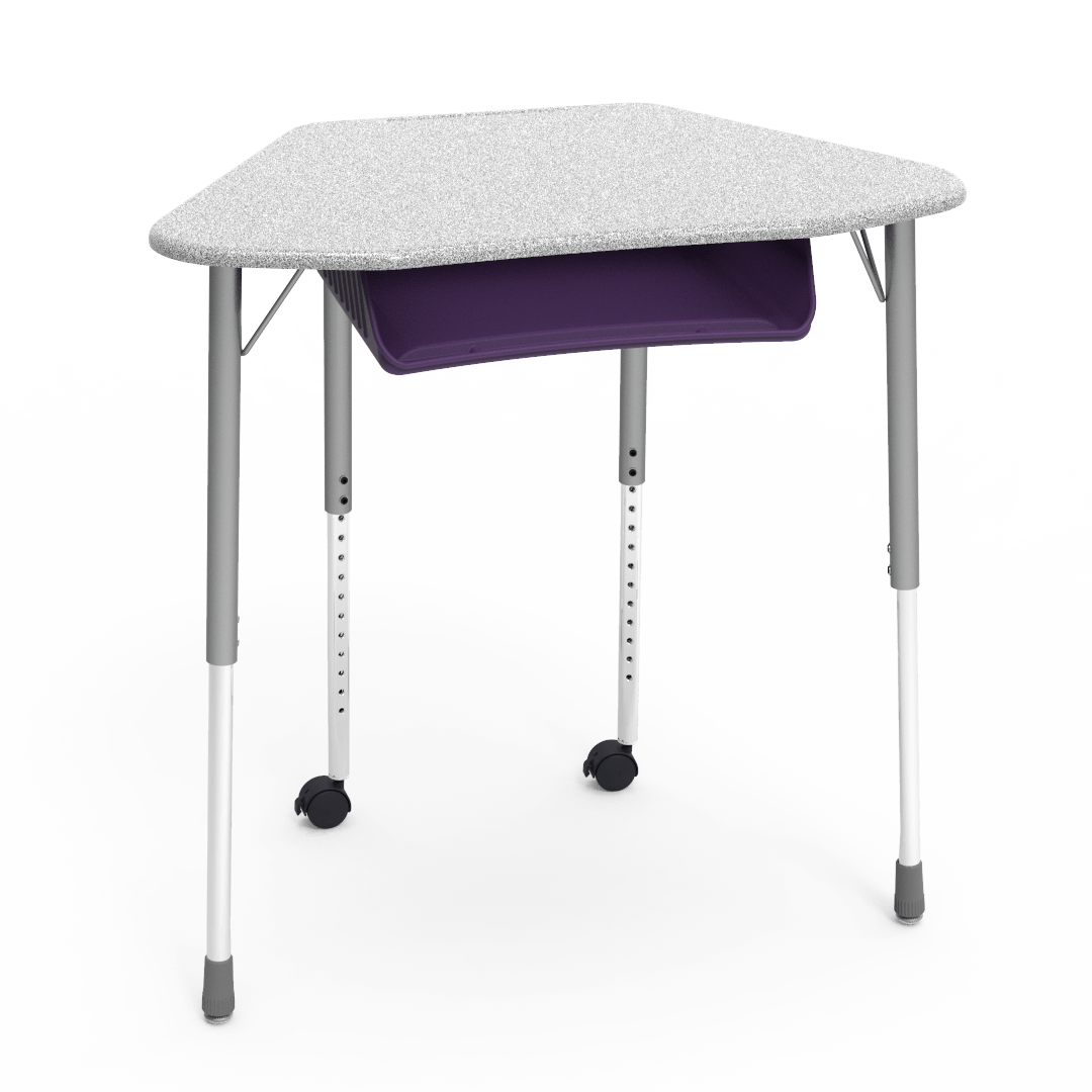 Virco ZUMA Series Hexagon Desk with Book Box Include Casters 33"W x 21"D x 22"-34"H (DESK-ZHEXBOXMC2)