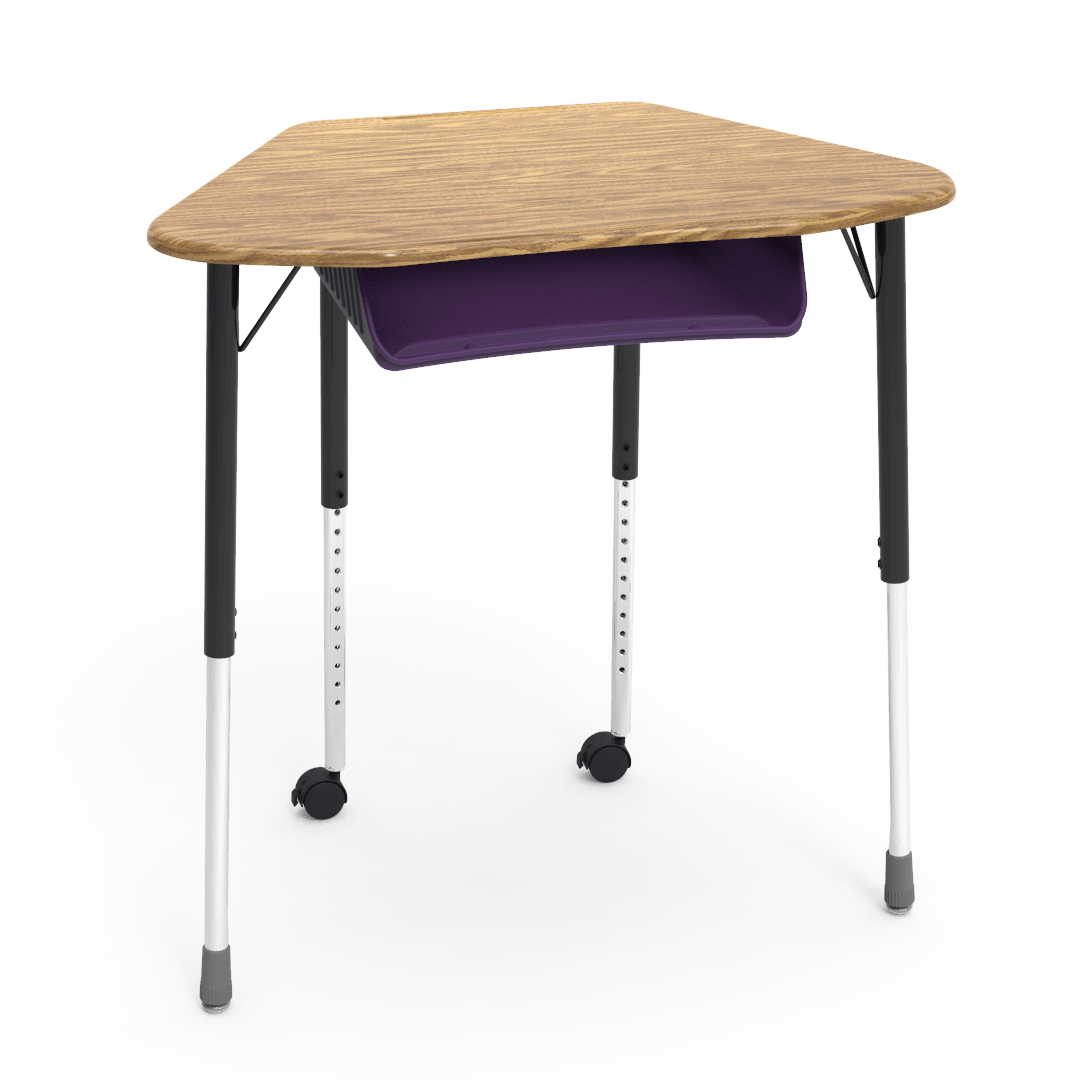 Virco ZUMA Series Hexagon Desk with Book Box Include Casters 33"W x 21"D x 22"-34"H (DESK-ZHEXBOXMC2)