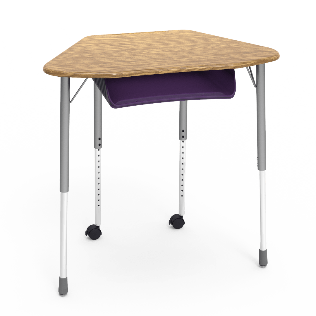 Virco ZUMA Series Hexagon Desk with Book Box Include Casters 33"W x 21"D x 22"-34"H (DESK-ZHEXBOXMC2)
