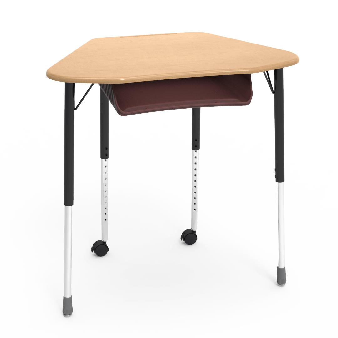 Virco ZUMA Series Hexagon Desk with Book Box Include Casters 33"W x 21"D x 22"-34"H (DESK-ZHEXBOXMC2)