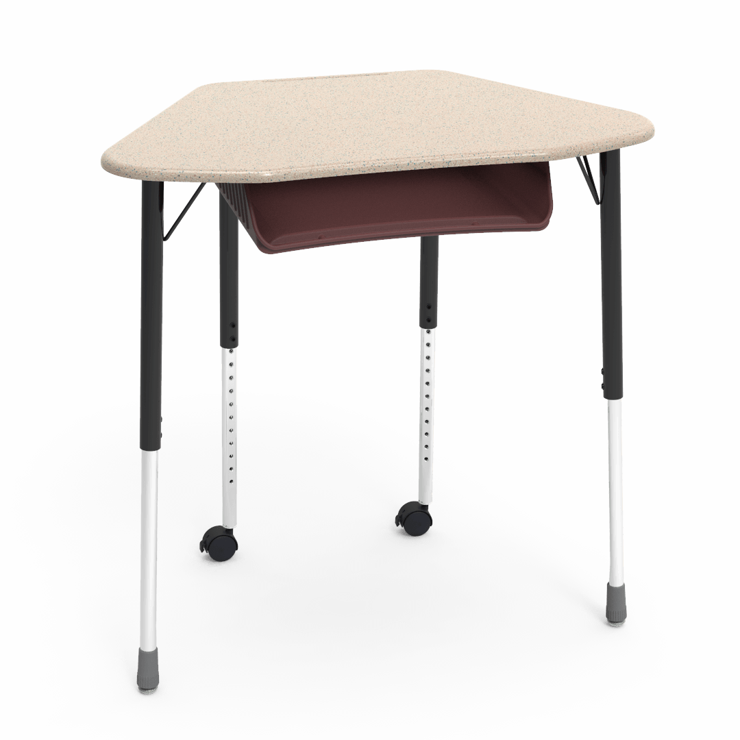 Virco ZUMA Series Hexagon Desk with Book Box Include Casters 33"W x 21"D x 22"-34"H (DESK-ZHEXBOXMC2)