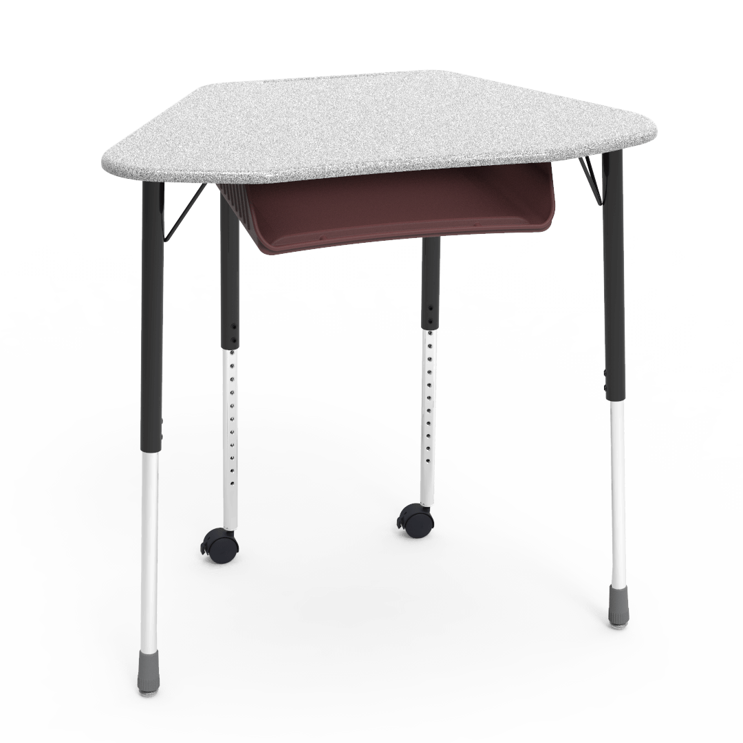 Virco ZUMA Series Hexagon Desk with Book Box Include Casters 33"W x 21"D x 22"-34"H (DESK-ZHEXBOXMC2)