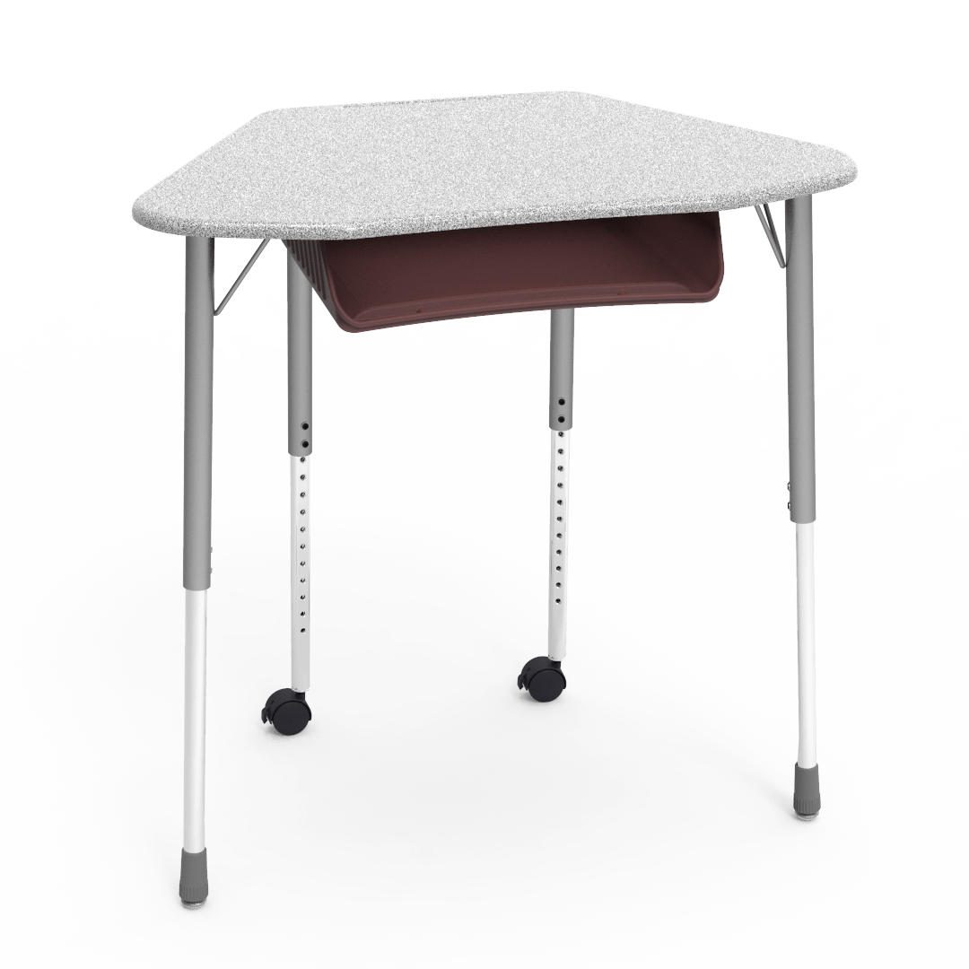 Virco ZUMA Series Hexagon Desk with Book Box Include Casters 33"W x 21"D x 22"-34"H (DESK-ZHEXBOXMC2)