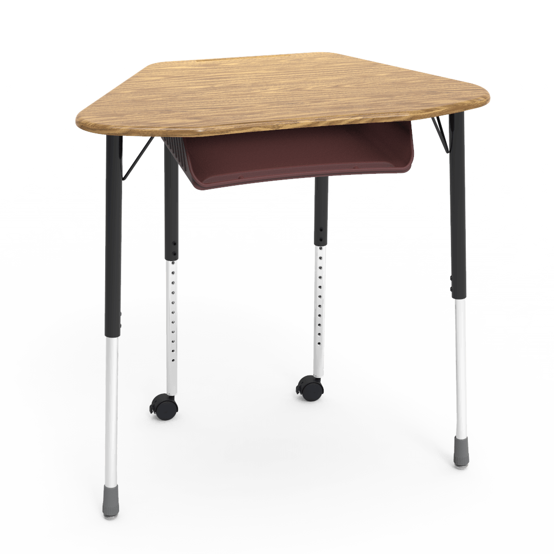 Virco ZUMA Series Hexagon Desk with Book Box Include Casters 33"W x 21"D x 22"-34"H (DESK-ZHEXBOXMC2)