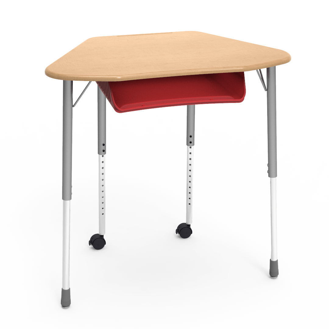 Virco ZUMA Series Hexagon Desk with Book Box Include Casters 33"W x 21"D x 22"-34"H (DESK-ZHEXBOXMC2)