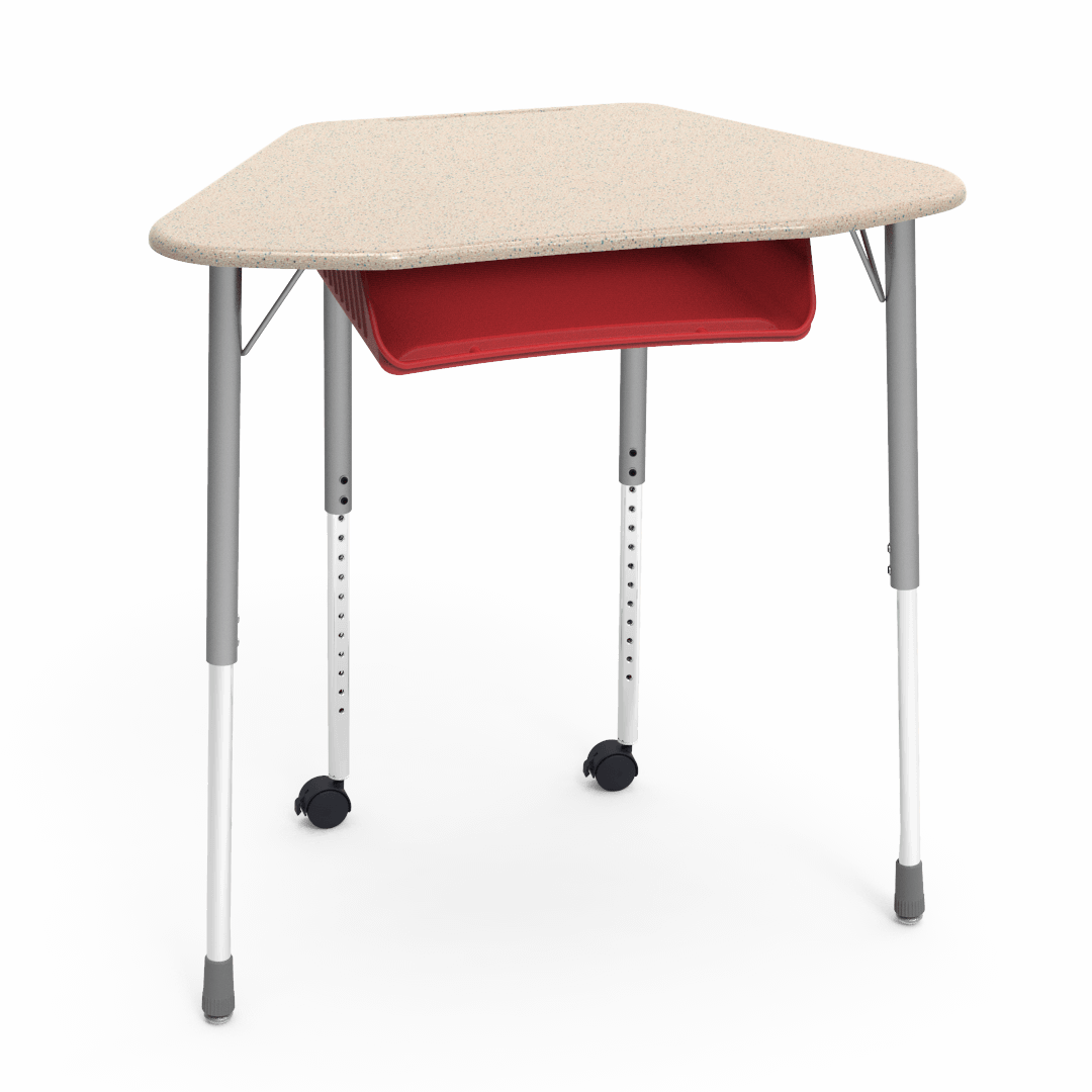 Virco ZUMA Series Hexagon Desk with Book Box Include Casters 33"W x 21"D x 22"-34"H (DESK-ZHEXBOXMC2)