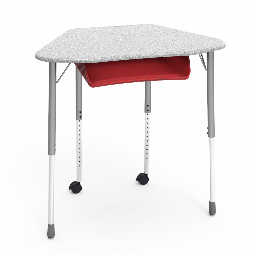 Virco ZUMA Series Hexagon Desk with Book Box Include Casters 33"W x 21"D x 22"-34"H (DESK-ZHEXBOXMC2)