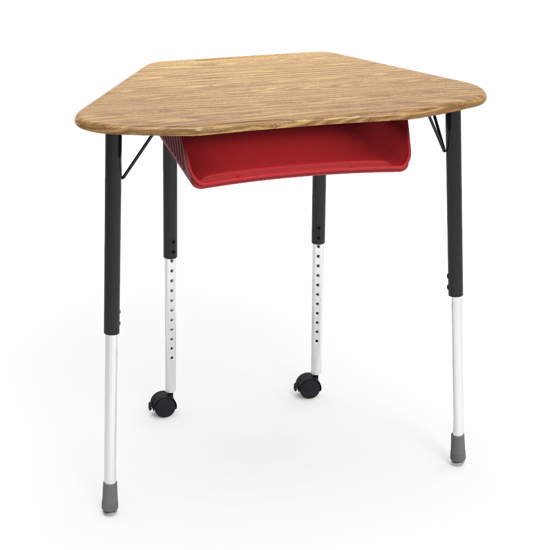 Virco ZUMA Series Hexagon Desk with Book Box Include Casters 33"W x 21"D x 22"-34"H (DESK-ZHEXBOXMC2)