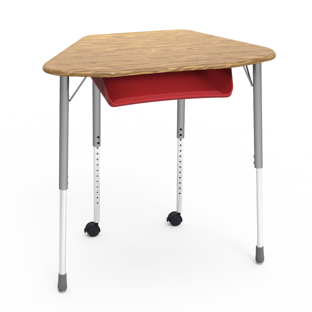 Virco ZUMA Series Hexagon Desk with Book Box Include Casters 33"W x 21"D x 22"-34"H (DESK-ZHEXBOXMC2)