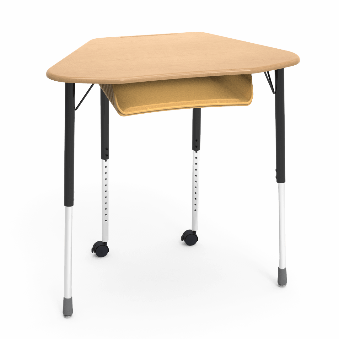 Virco ZUMA Series Hexagon Desk with Book Box Include Casters 33"W x 21"D x 22"-34"H (DESK-ZHEXBOXMC2)
