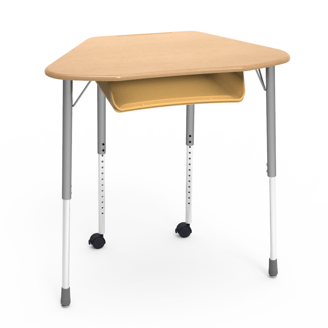 Virco ZUMA Series Hexagon Desk with Book Box Include Casters 33"W x 21"D x 22"-34"H (DESK-ZHEXBOXMC2)
