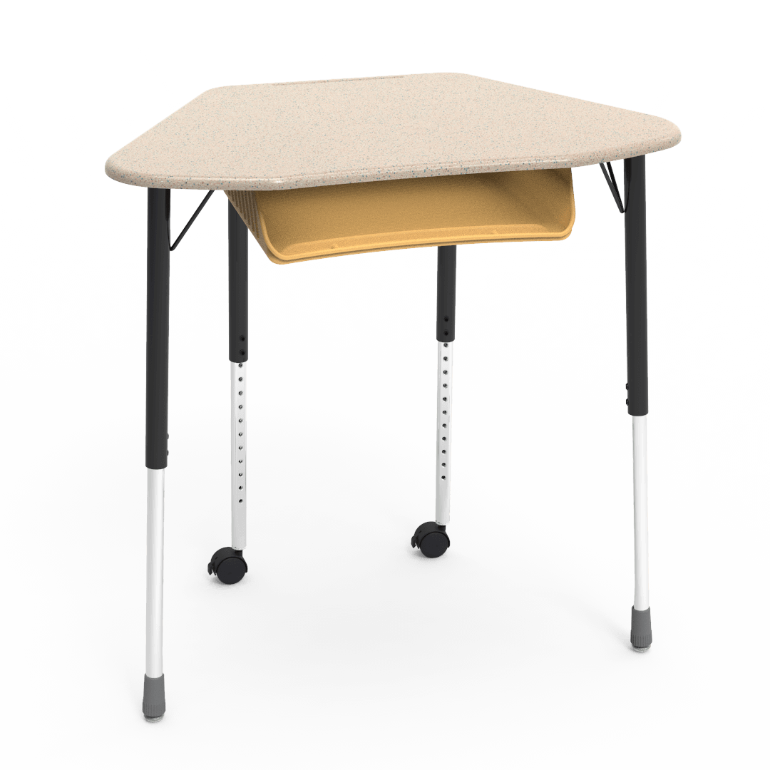 Virco ZUMA Series Hexagon Desk with Book Box Include Casters 33"W x 21"D x 22"-34"H (DESK-ZHEXBOXMC2)