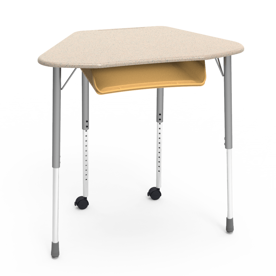 Virco ZUMA Series Hexagon Desk with Book Box Include Casters 33"W x 21"D x 22"-34"H (DESK-ZHEXBOXMC2)