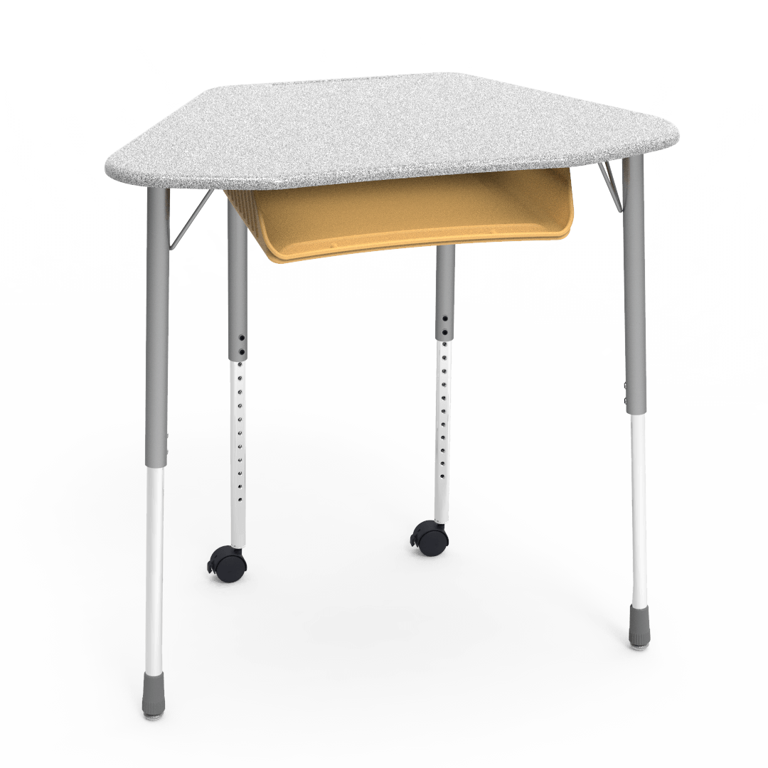 Virco ZUMA Series Hexagon Desk with Book Box Include Casters 33"W x 21"D x 22"-34"H (DESK-ZHEXBOXMC2)