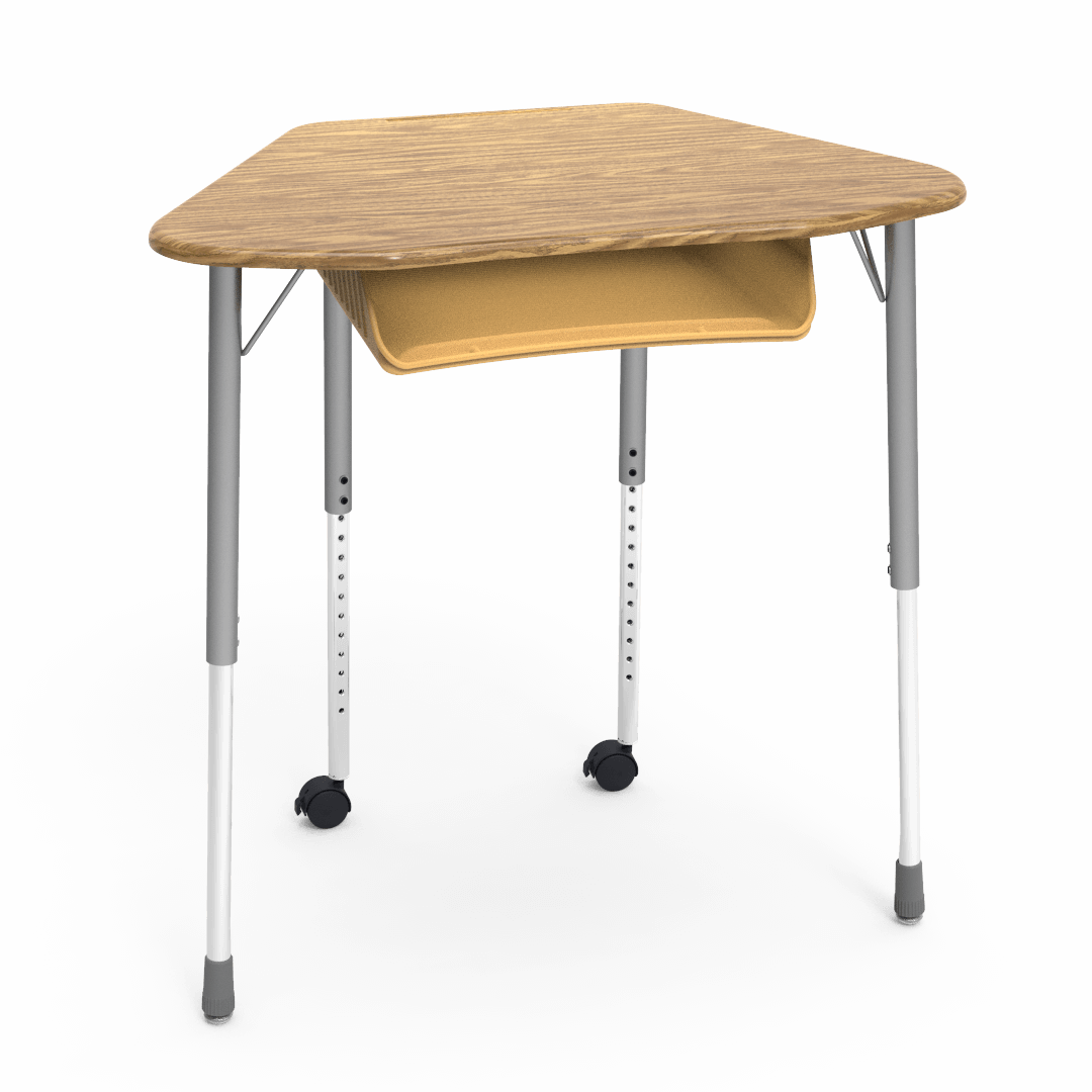 Virco ZUMA Series Hexagon Desk with Book Box Include Casters 33"W x 21"D x 22"-34"H (DESK-ZHEXBOXMC2)