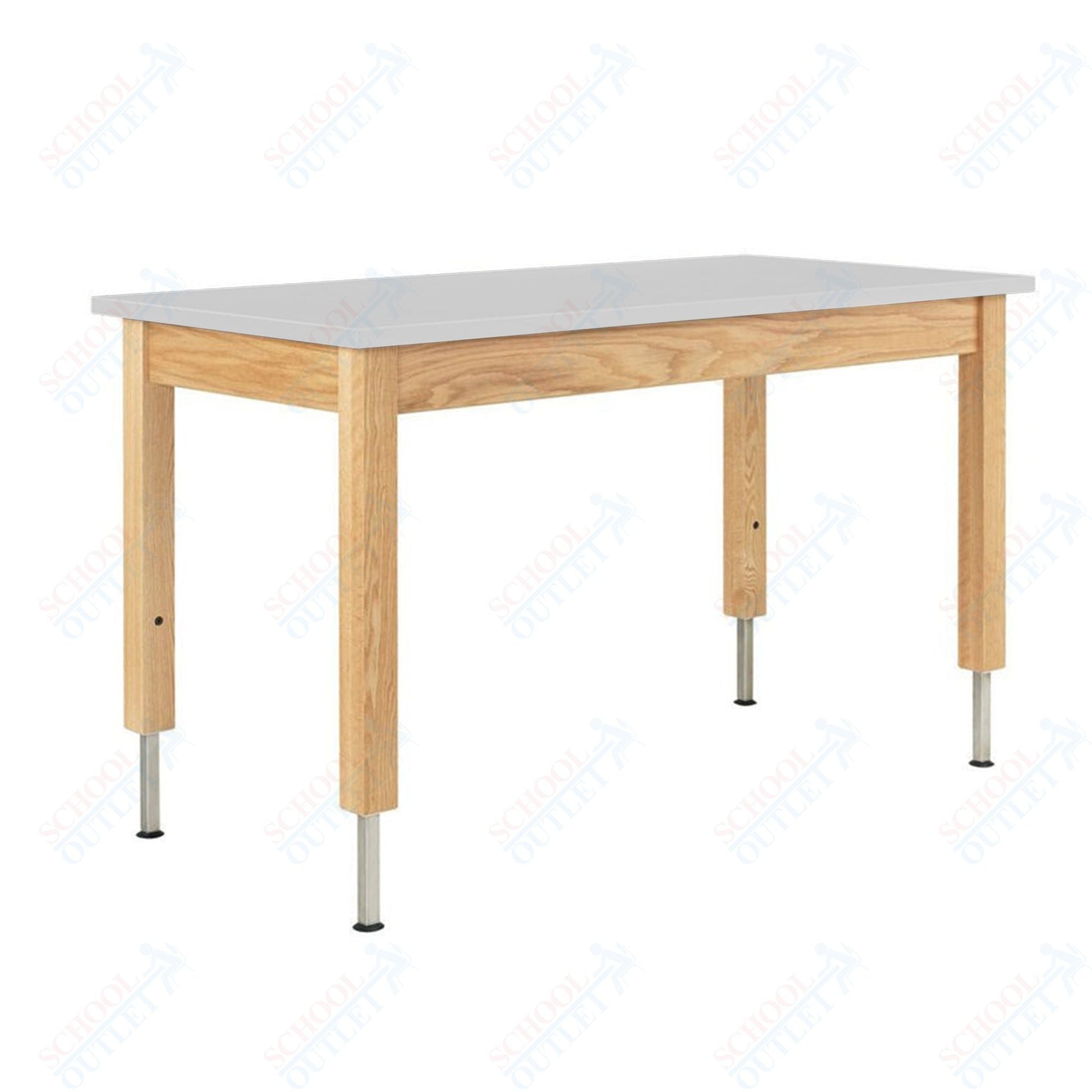 Diversified Woodcrafts Adjustable Wooden Leg Science Table - 60" W x 24" D - SchoolOutlet