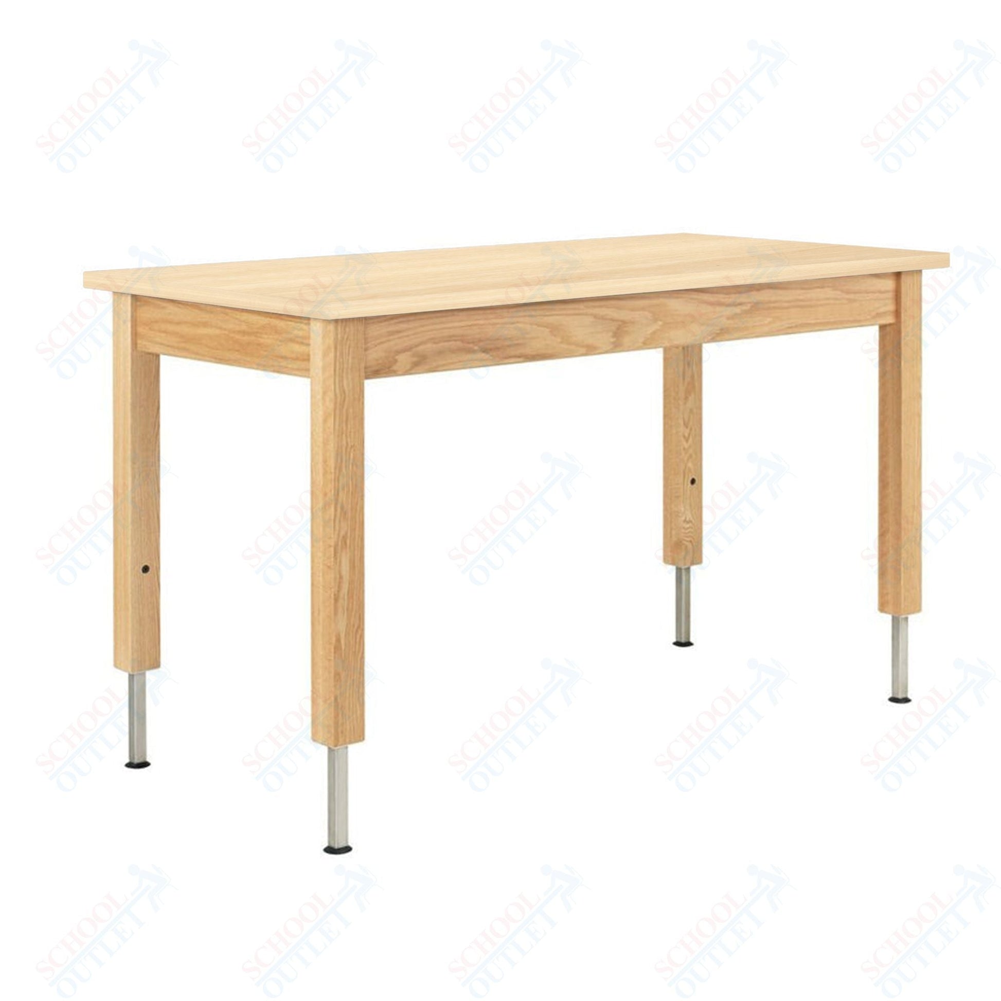 Diversified Woodcrafts Adjustable Wooden Leg Science Table - 60" W x 24" D - SchoolOutlet
