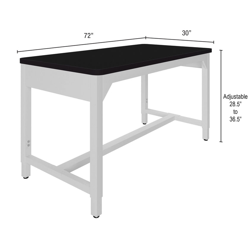 Diversified Woodcrafts Heavy-Duty Adjustable Height Solid Maple Workbench 72"W x 30"L x 25.5"- 35.5"H (DIV-AMS7230LBBX) - SchoolOutlet