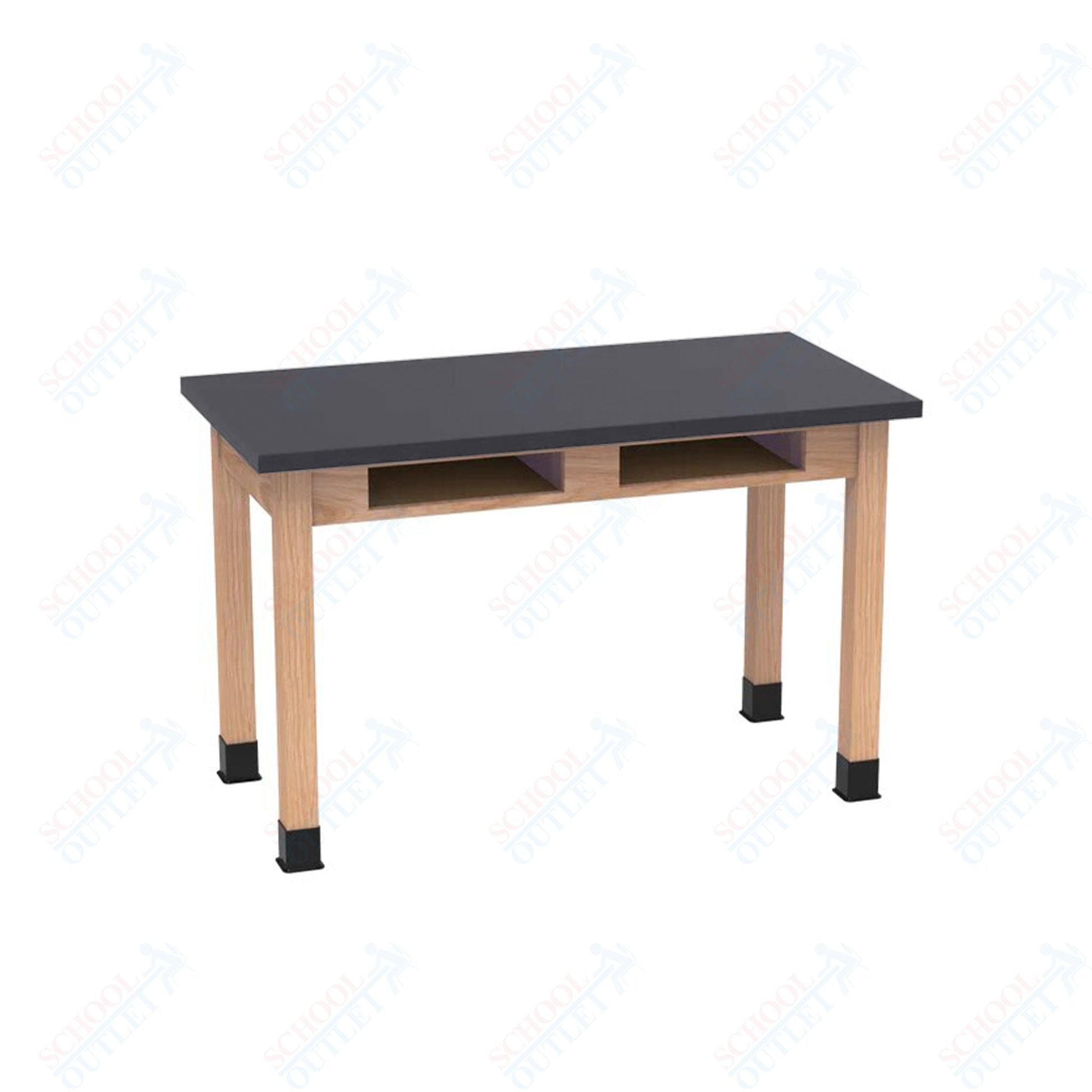 Diversified Woodcrafts Science Table w/ Book Compartment - 48" W x 24" D - Solid Oak Frame and Adjustable Glides - SchoolOutlet