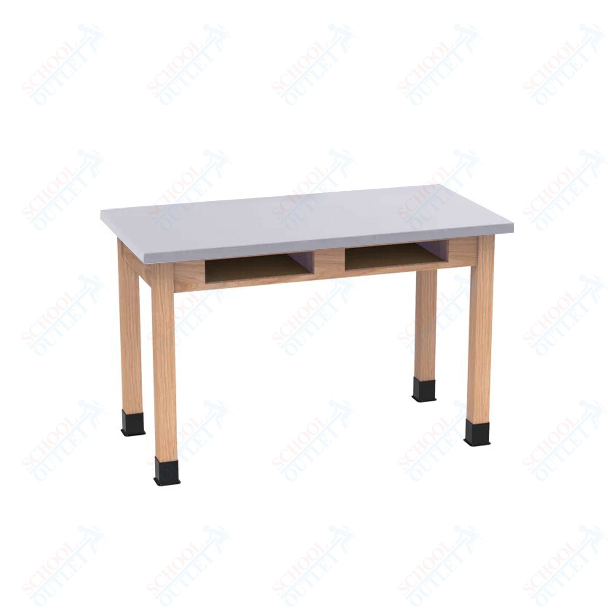 Diversified Woodcrafts Science Table w/ Book Compartment - 48" W x 24" D - Solid Oak Frame and Adjustable Glides - SchoolOutlet
