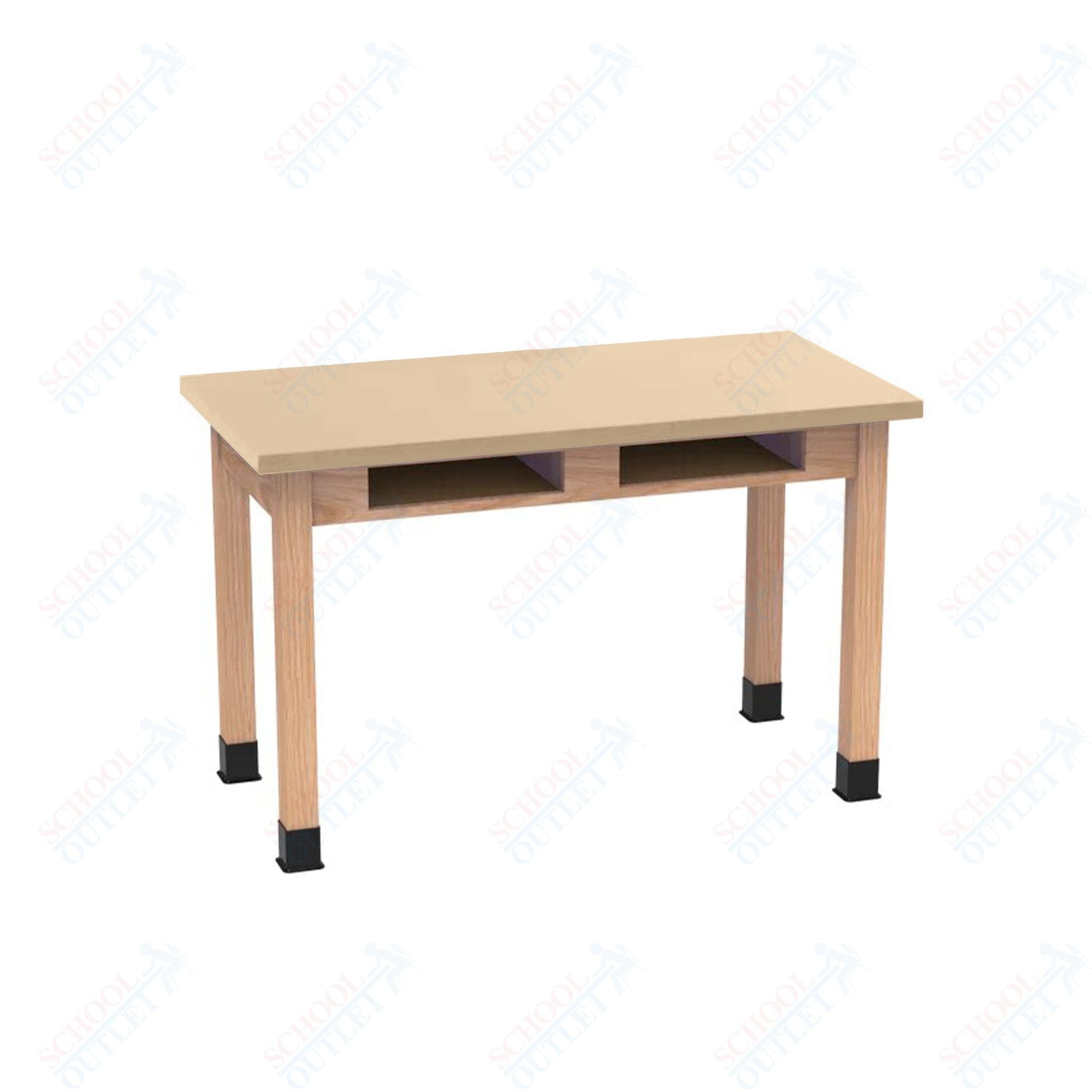 Diversified Woodcrafts Science Table w/ Book Compartment - 48" W x 24" D - Solid Oak Frame and Adjustable Glides - SchoolOutlet
