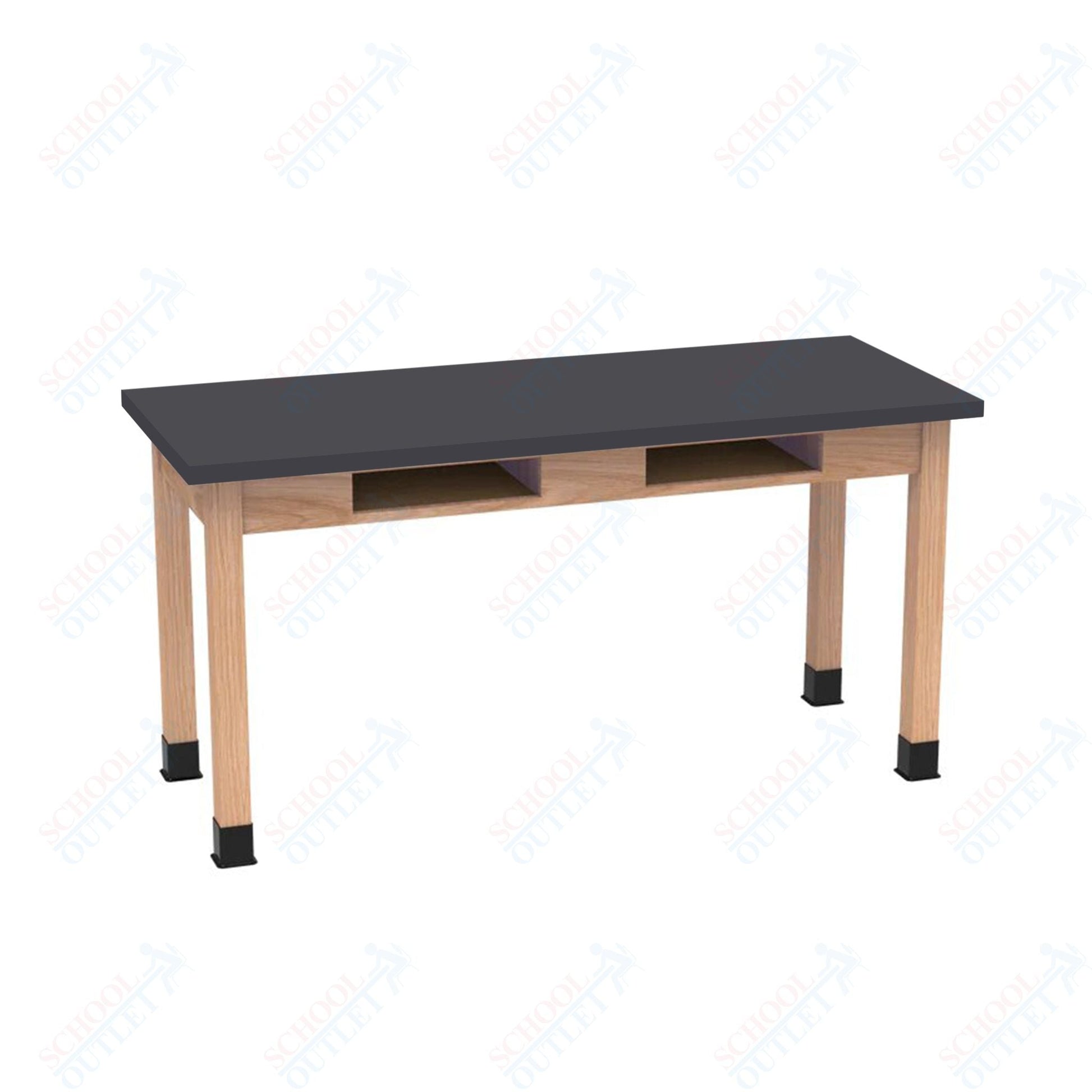 Diversified Woodcrafts Science Table w/ Book Compartment - 60" W x 21" D - Solid Oak Frame and Adjustable Glides - SchoolOutlet