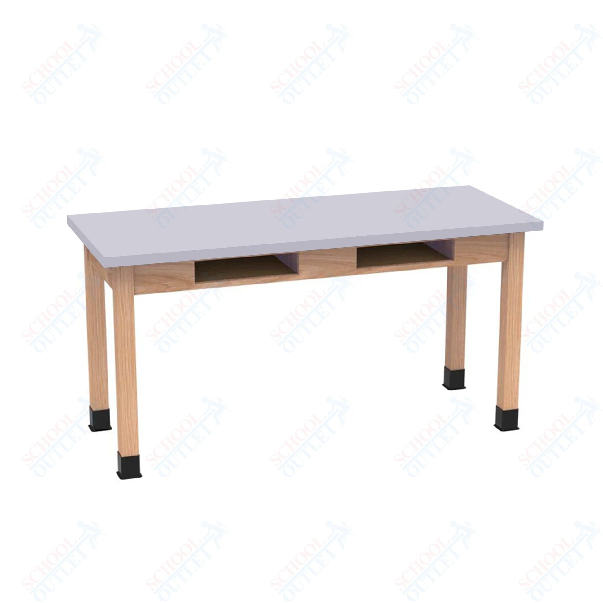 Diversified Woodcrafts Science Table w/ Book Compartment - 60" W x 21" D - Solid Oak Frame and Adjustable Glides - SchoolOutlet