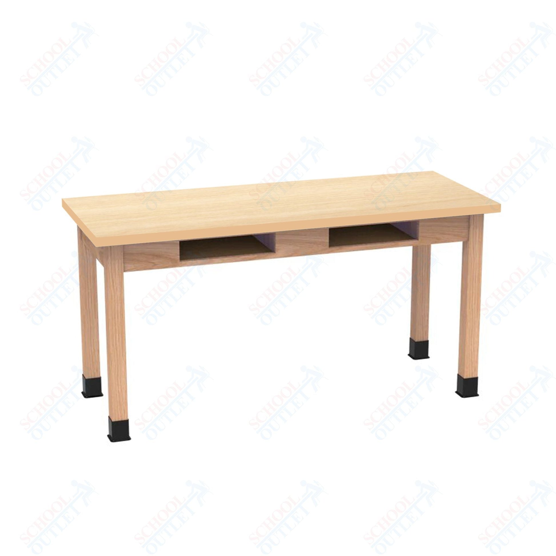 Diversified Woodcrafts Science Table w/ Book Compartment - 60" W x 21" D - Solid Oak Frame and Adjustable Glides - SchoolOutlet